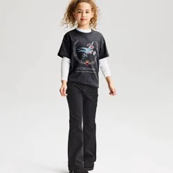 Girls' Short Sleeve 100% Cotton Bird Oversized Graphic T-Shirt - Cat & Jack™ Black S