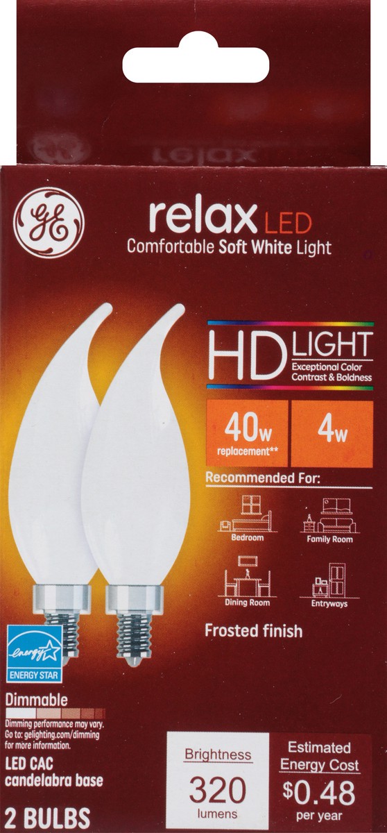 slide 7 of 9, GE Relax 4 Watts Soft White LED Light Bulb 2 ea, 2 ct