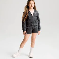 Girls' French Terry 'Amour' Graphic Hoodie Zip-Up Sweatshirt - Cat & Jack™ Charcoal Gray XL