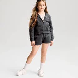 Girls' French Terry 'Amour' Graphic Hoodie Zip-Up Sweatshirt - Cat & Jack™ Charcoal Gray XL