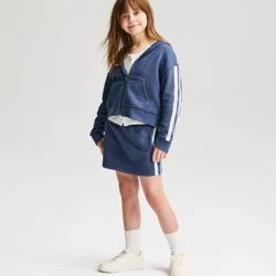Girls' French Terry Lace Trim Hoodie Zip-Up Sweatshirt - Cat & Jack™ Blue S