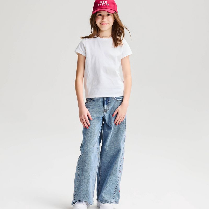 slide 1 of 3, Girls' Short Sleeve 100% Cotton Classic Fit T-Shirt - Cat & Jack™ White XS, XS