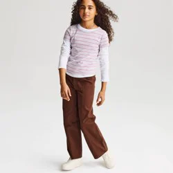 Girls' Short Sleeve Striped Fitted T-Shirt - Cat & Jack™ Lavender Stripe S