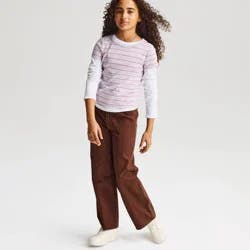 Girls' Short Sleeve Striped Fitted T-Shirt - Cat & Jack™ Lavender Stripe S