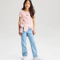 Girls' Short Sleeve Fitted T-Shirt - Cat & Jack™ Pink Heart Lockets XL