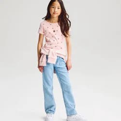Girls' Short Sleeve Fitted T-Shirt - Cat & Jack™ Pink Heart Lockets XL
