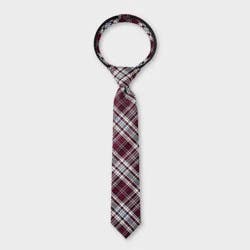 Boys' Woven Plaid Zip Necktie - Cat & Jack™ Maroon S/M
