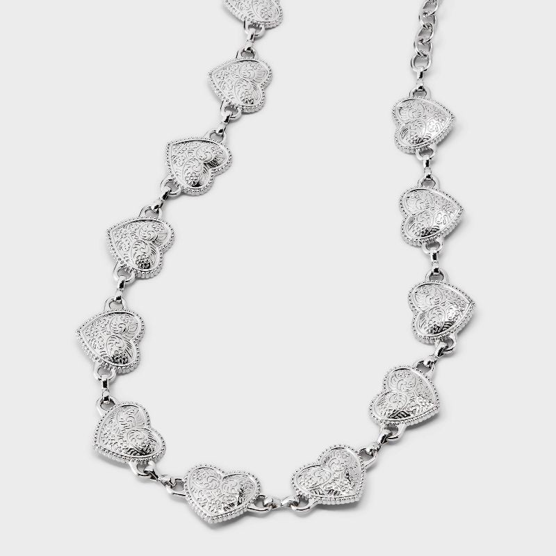 slide 1 of 3, Girls' Heart Chain Belt 35" - art class™ Silver S/M, 35 in