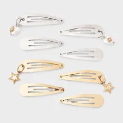 Girls' Charm Snap Hair Clip Set 8pc Silver/Gold - art class™
