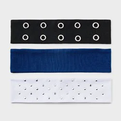Girls' 3pk Mixed Stretch Headband Set - art class™ Black/White/Blue