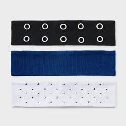 Girls' 3pk Mixed Stretch Headband Set - art class™ Black/White/Blue