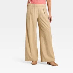 Women's Mid-Rise Wide Leg Pull On Pants - Universal Thread™ Tan L