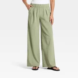 Women's Mid-Rise Wide Leg Full Pull-On Pants - Universal Thread™ Olive Green XL