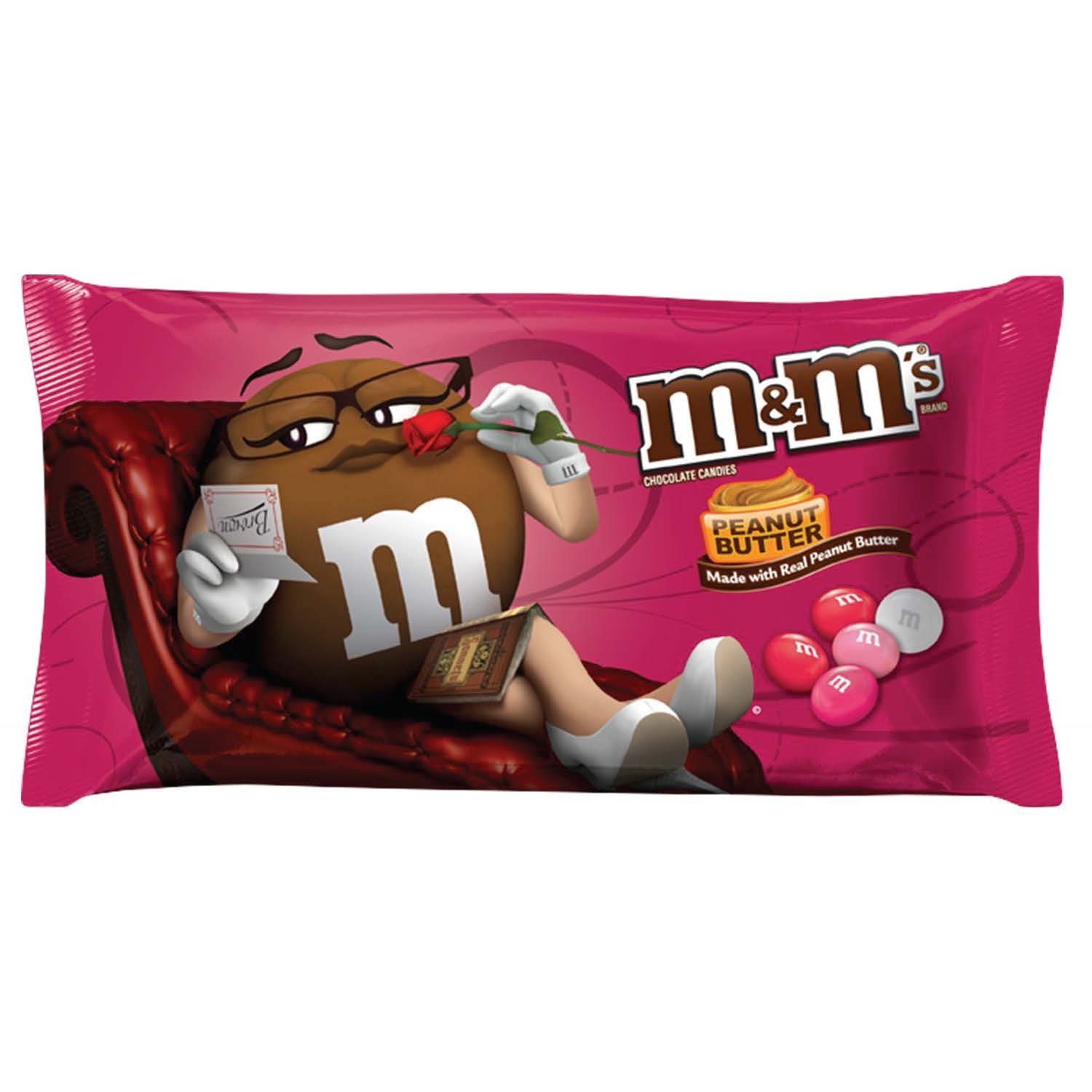 slide 1 of 6, M&M'S Valentine's Peanut Butter Chocolate Candy Bag, 10.2 oz