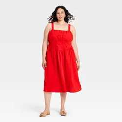 Women's Plus Midi A Line Dresses - Ava & Viv™ Red 1X