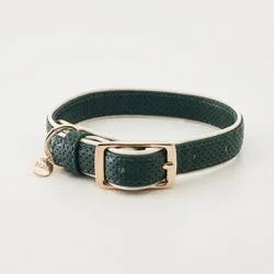 Hooray House Moto Vegan Leather Dog Collar - Green S