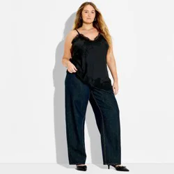 Women's Asymmetrical Lace Cami - Wild Fable™ Black XXL