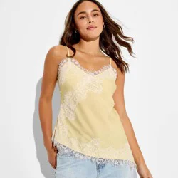 Women's Asymmetrical Lace Cami - Wild Fable™ Yellow M