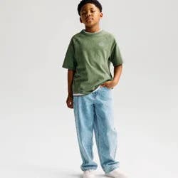 Boys' Short Sleeve 100% Cotton Seamed Oversized Slub Fit Graphic T-Shirt - Cat & Jack™ Dark Green S
