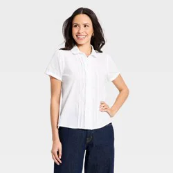 Women's Short Sleeve Collared Button-Up Shirt - Universal Thread™ White M