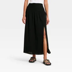 Women's Side Slit Maxi A-Line Skirt - Universal Thread™ Black 6