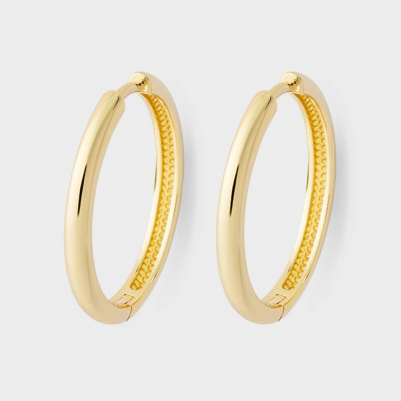 slide 1 of 3, 14K Gold Plated Thin Hoop Earrings - A New Day™ Gold, 1 ct