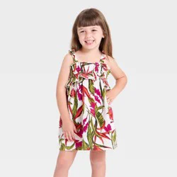 Toddler Girls' Palm Print Smocked Dress - Cat & Jack™ 3T
