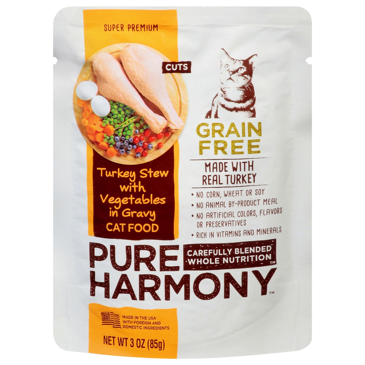 slide 1 of 17, Pure Harmony Turkey Stew With Vegetables In Gravy Cat Food, 3 oz