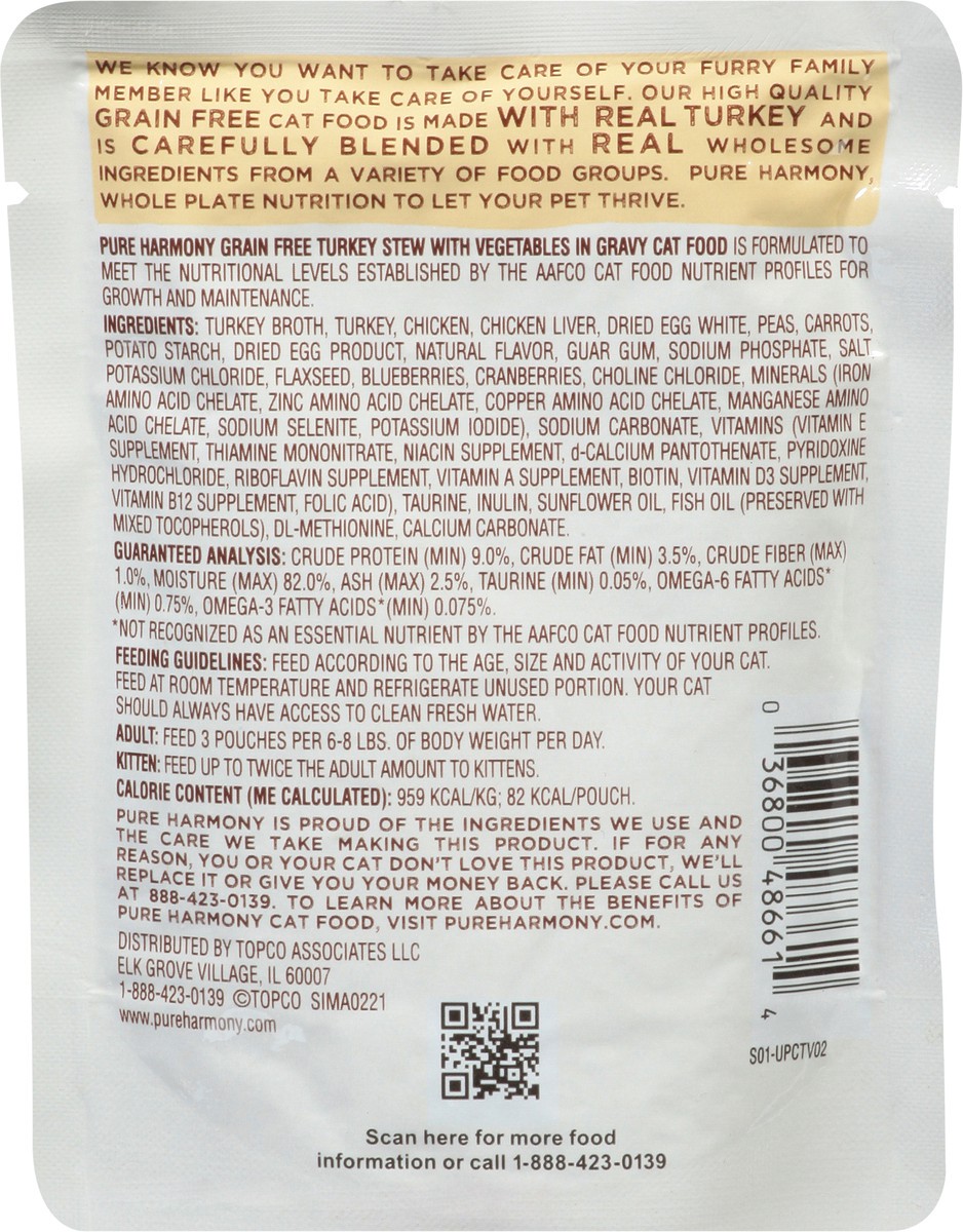 slide 4 of 17, Pure Harmony Turkey Stew With Vegetables In Gravy Cat Food, 3 oz