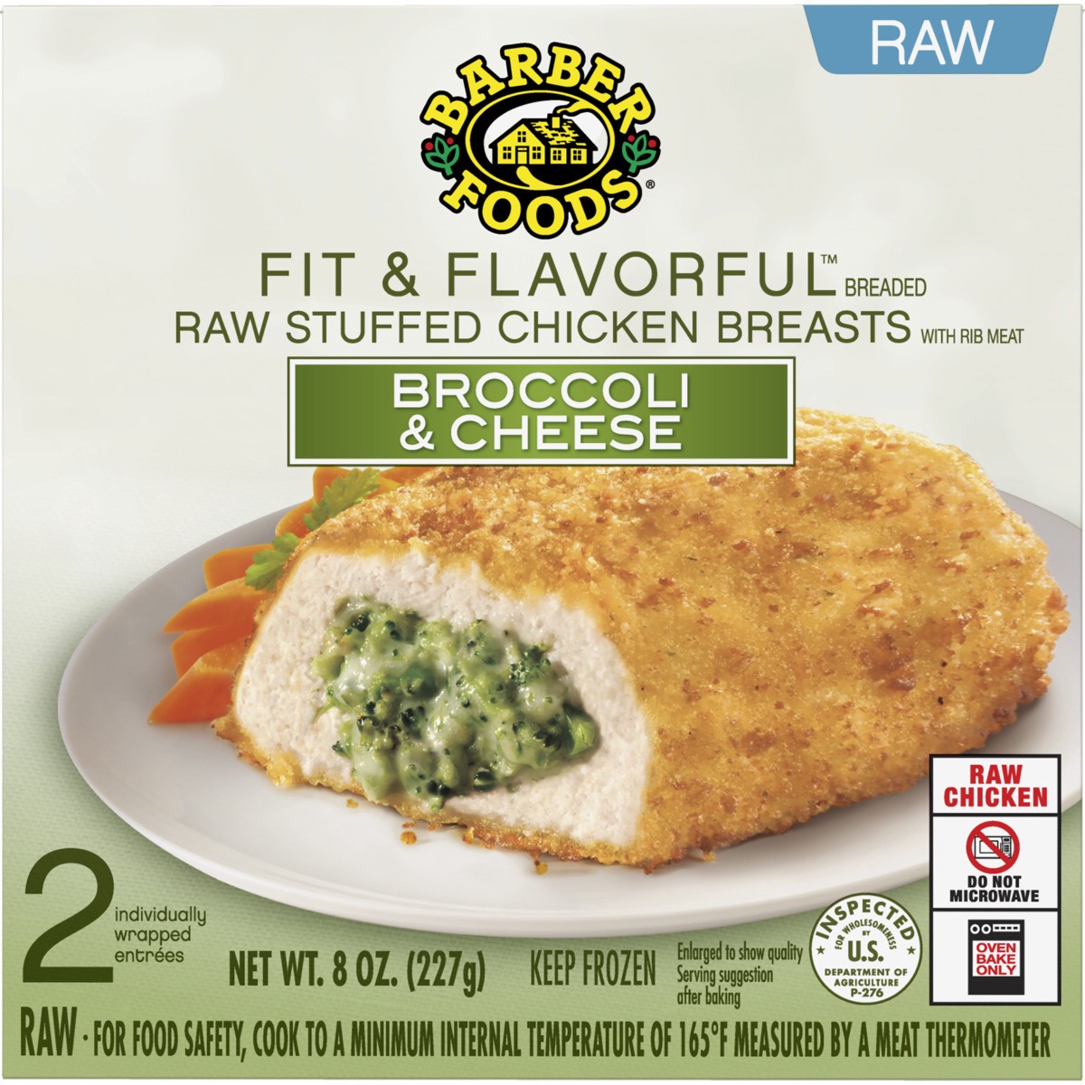 slide 2 of 13, Barber Foods Fit & Flavorful™ Stuffed Chicken Breasts Broccoli Cheese, 2 Count, 8 oz