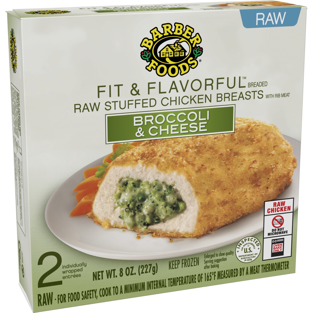 slide 4 of 13, Barber Foods Fit & Flavorful™ Stuffed Chicken Breasts Broccoli Cheese, 2 Count, 8 oz