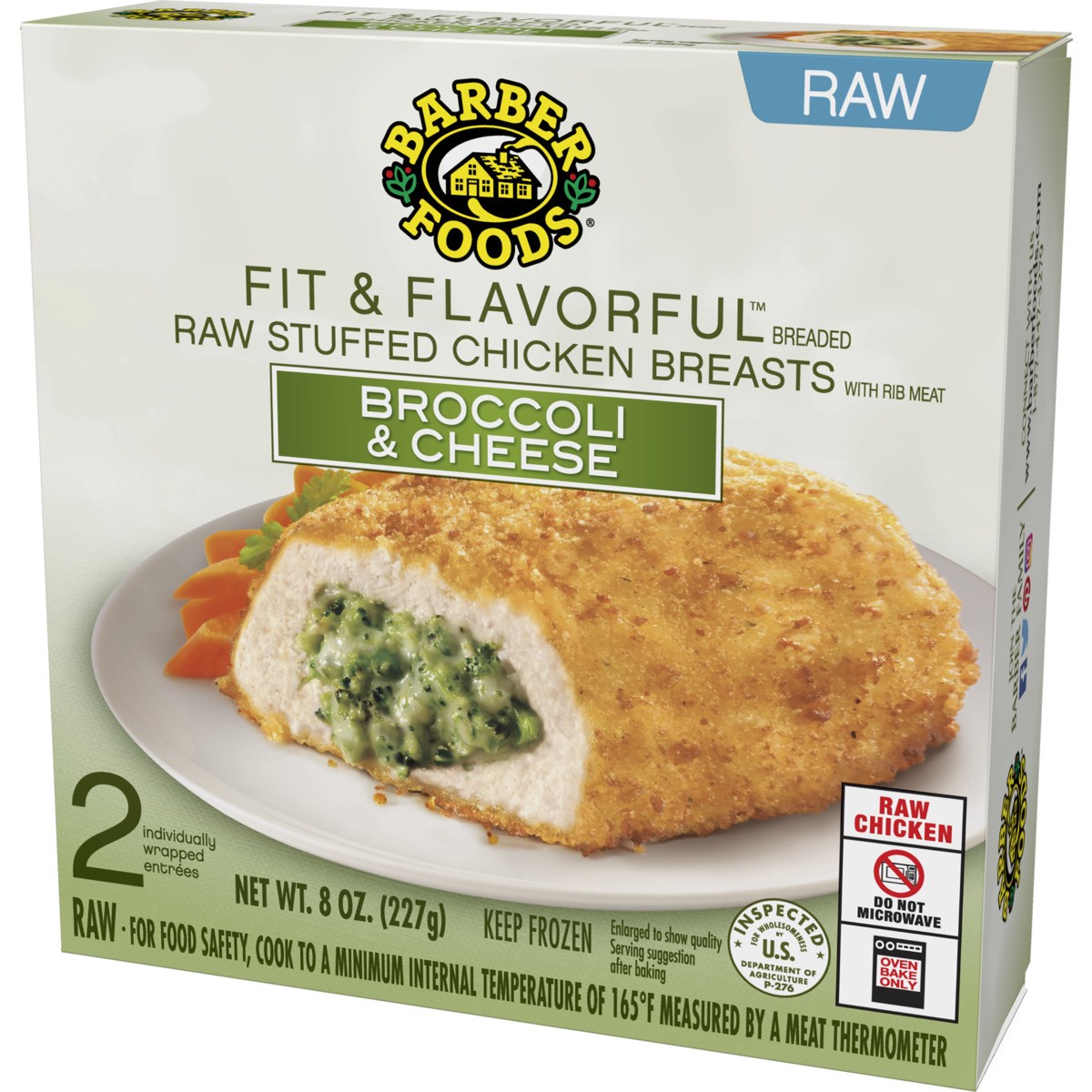 slide 10 of 13, Barber Foods Fit & Flavorful™ Stuffed Chicken Breasts Broccoli Cheese, 2 Count, 8 oz