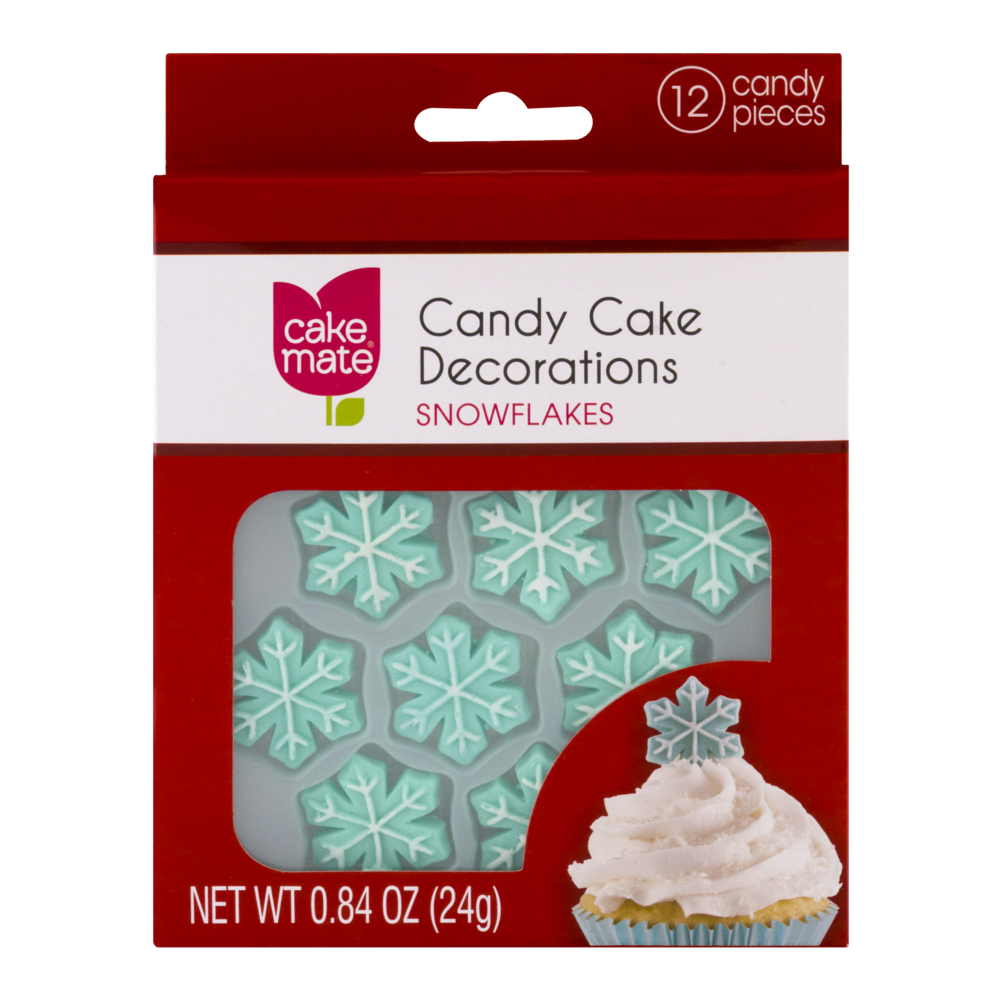 slide 1 of 1, Cake Mate Candy Cake Decorations Snowflakes, 12 ct
