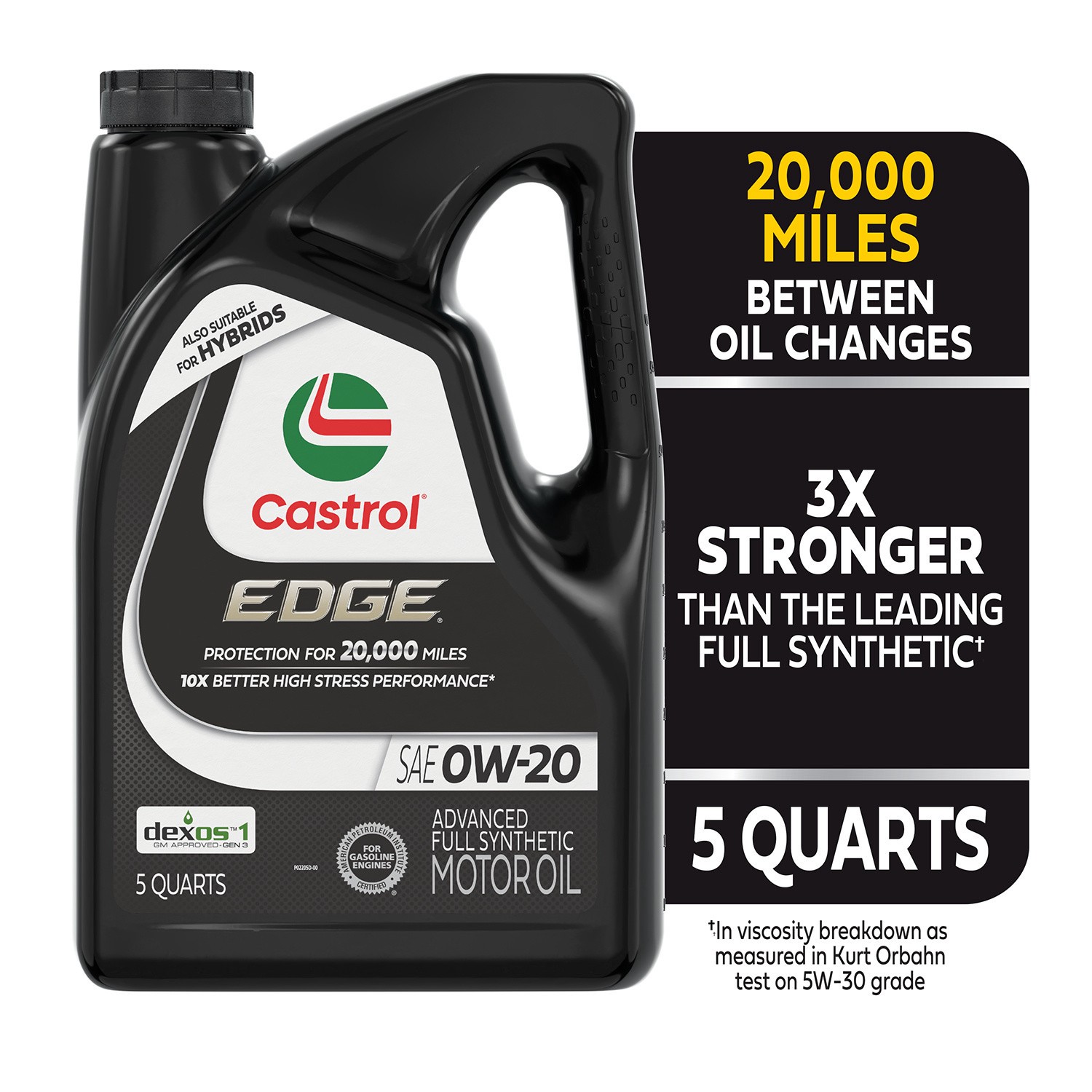 slide 9 of 10, Castrol Edge Sae 0W-20 Advanced Full Synthetic Motor Oil, 5 qt