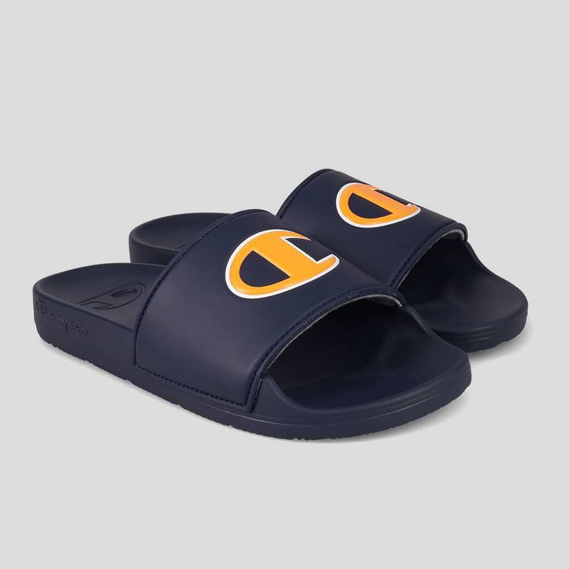 slide 1 of 4, Champion Kids' Slide Sandals - Navy/Orange 4, 1 ct
