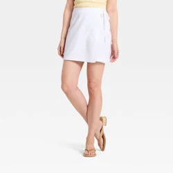 Women's Linen Wrap Mini Skirt - A New Day™ White XL