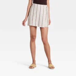 Women's Linen Wrap Mini Skirt - A New Day™ Brown XL