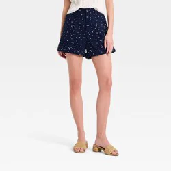 Women's Linen Trouser Shorts - A New Day™ Navy Blue M