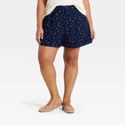 Women's Linen Trouser Shorts - A New Day™ Navy Blue XXL