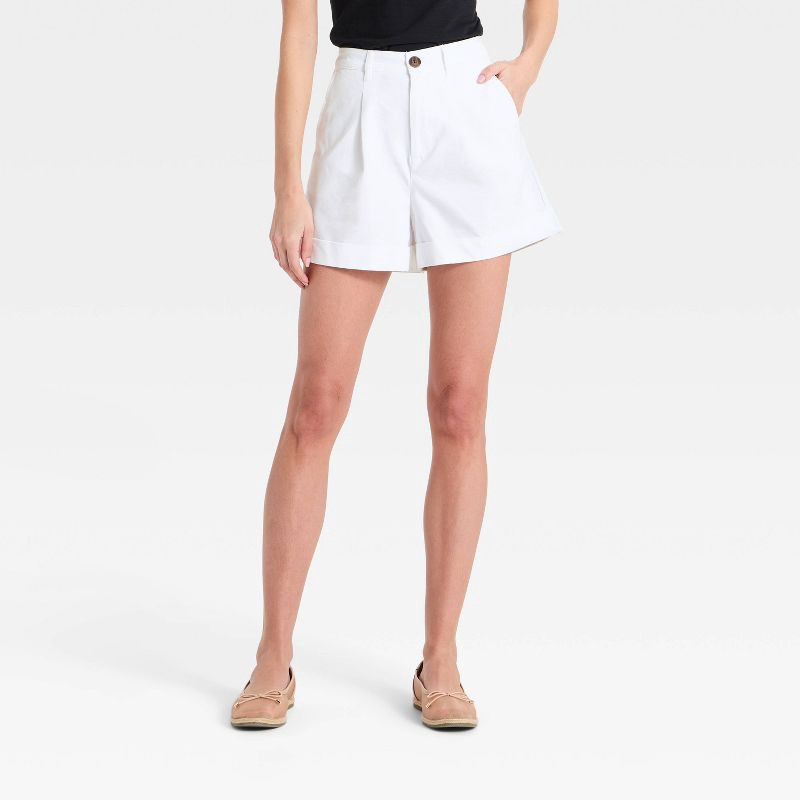 slide 1 of 3, Women's Linen Trouser Shorts 3.5" - A New Day™ White M, 1 ct