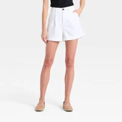 Women's Linen Trouser Shorts - A New Day™ White XL