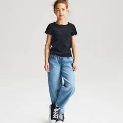 Girls' Short Sleeve Ribbed Fitted T-Shirt - Cat & Jack™ Black XS