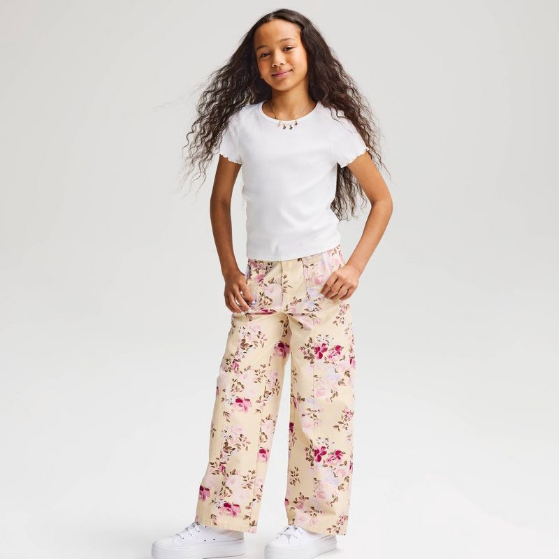 slide 1 of 3, Girls' Short Sleeve Ribbed Fitted T-Shirt - Cat & Jack™ White M, 1 ct