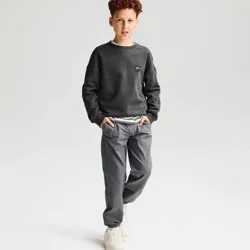 Boys' Fleece Graphic Crewneck Sweatshirt - Cat & Jack™ Charcoal Gray L