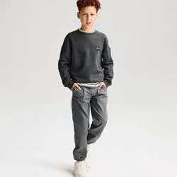 Boys' Fleece Graphic Crewneck Sweatshirt - Cat & Jack™ Charcoal Gray L