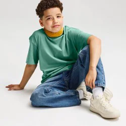 Boys' Short Sleeve 100% Cotton Relaxed Fit T-Shirt - Cat & Jack™ Teal Green M