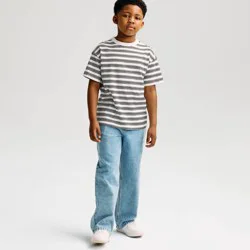 Boys' Short Sleeve 100% Cotton Striped Relaxed Fit T-Shirt - Cat & Jack™ Cream S