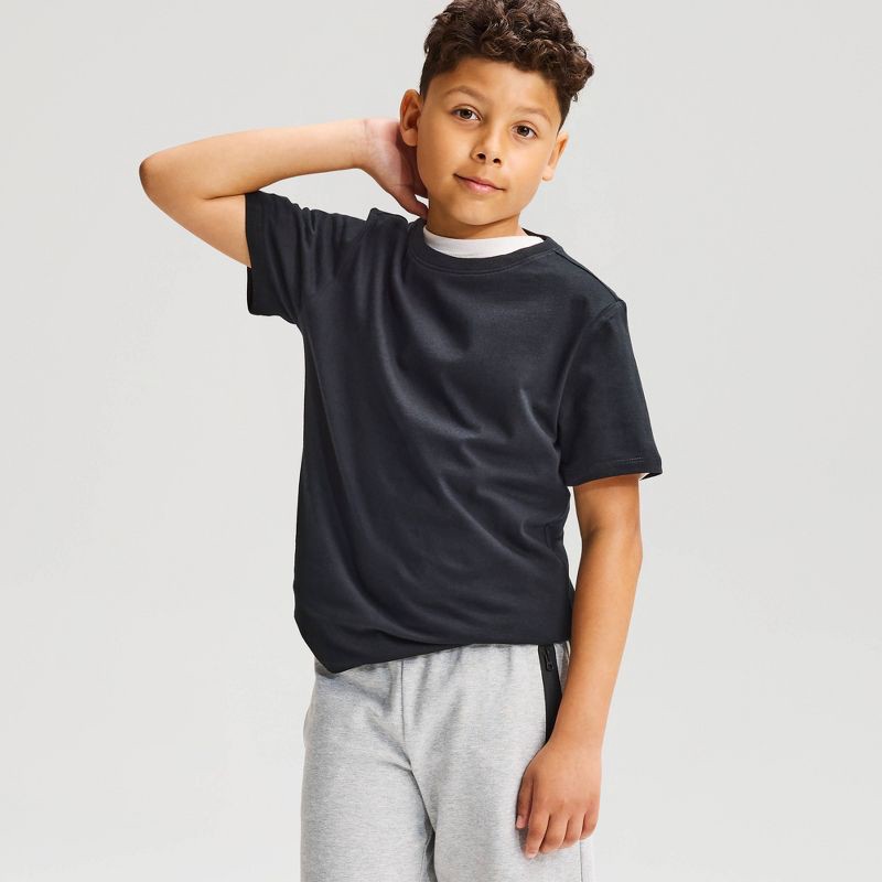 slide 1 of 3, Boys' Short Sleeve 100% Cotton Classic Fit T-Shirt - Cat & Jack™ Black S, 1 ct