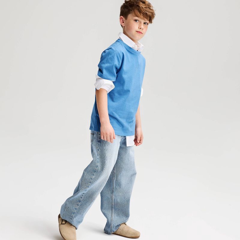 slide 1 of 3, Boys' Short Sleeve 100% Cotton Classic Fit T-Shirt - Cat & Jack™ Blue M, 1 ct
