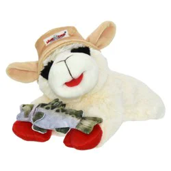 Multipet Lamb Chop Bass Pro Fishing Dog Interactive Plush Toy - White